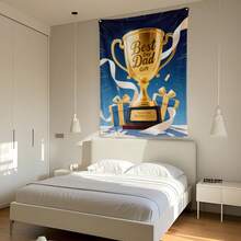 Fathers Day Trophy Gradient Wall Hanging Tapestry Blanket A Unique Decorative Piece For Living Room Bedroom Or Office Use Adding A Stylish And Sentimental Touch To Any Space A Thoughtful Gift For Dads Who Appreciate Handcrafted Artwork And Meaningful Designs In Home Decor - Multicolor - View 3