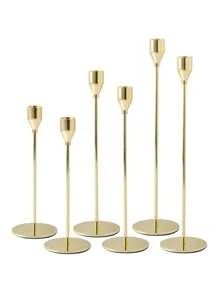 1/2/3/6 Pcs Candle Holder Set, Gold Metal Luxury Candle Stand, Home/Wedding/Romantic Dinner Decor, Room Decoration, Home Decor, Gift, Holiday Decoration