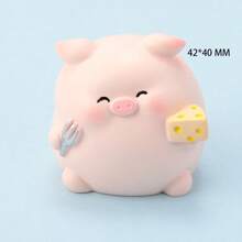 1pc Pig Figurine Resin Car Decoration, Animal Cartoon Baozi Pig Figurine Office Desk Ornament