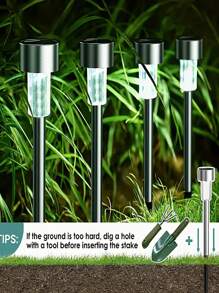 10 pezzi Luci a picchetto solari a LED, luci decorative da esterno alimentate a energia solare in acciaio inossidabile per giardino, prato, vialetto, terrazza, vialetto, giardino, decorazione per feste