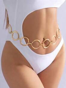 1 European And American Stroll Into Simple Design Sense Hollow Geometric Ring Sexy Waist Chain - Gold - View 12