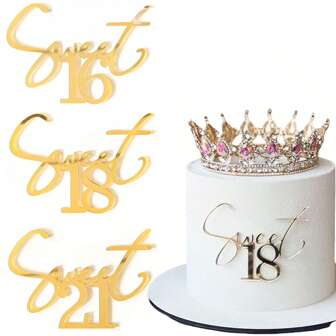 1 件/3 件/5 件 Sweet16 18 21 30 40 50 60 岁亚克力生日蛋糕装饰 适用于生日派对蛋糕侧面装饰