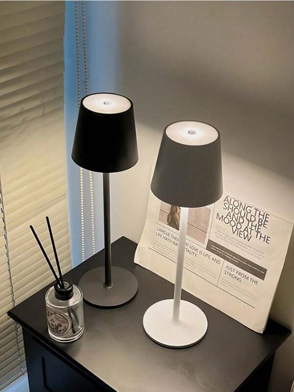 1 peça de luminária de mesa alta de metal recarregável por USB, com 3 cores e regulável, para cabeceira, leitura, balcão de bar, ambiente romântico externo, iluminação para mesa de jantar, luminária de presente (vem com bateria de 18650-1200 mAh para operação duradoura)