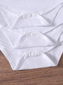 3pcs/Set Newborn Infant Casual Cute Father's Day Letter & Cartoon Print White Romper Suit, Summer