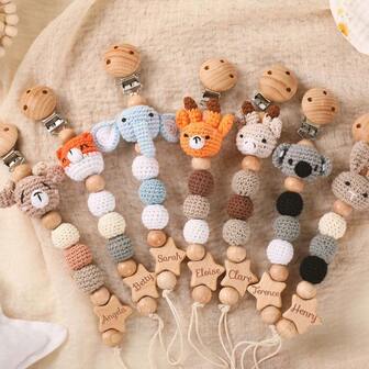 1pc Customized Name/Text/Alphabet Silicone & Wood Charm, Adopting Animal Head Design. It Is A DIY Accessory For Bags, Backpacks And Travel Bags, And Can Also Be Used As A Keychain, Pendant And Beaded Animal Decoration. It Also Has An Anti-Loss Function And Is A Lovely Gift. It Is , Suitable For Autumn And Winter, And Can Shine Brightly During Festivals.,Back To School Fashion