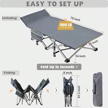 ABORON Oversized XXL Folding Camping Cot W/Mat For Adults, 78" L X 32" W X 18" H, Heavy Duty Outdoor Bed With Carry Bag,1200 D Layer Oxford Travel Camp Cots - 海軍 - 查看 3