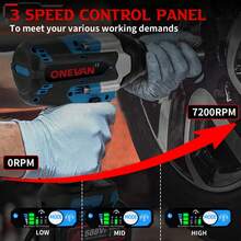 ONEVAN Electric Wrenches, 1500W Brushless Impact Wrench With 1800Nm Torque, 1/2-Inch Impact Wrench, Electric Screwdriver, Drill Driver - Màu xanh lam - Xem 6