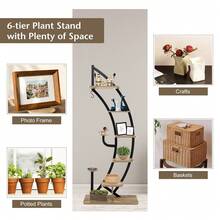 GOFLAME 8-Tier Tall Wooden Plant Stand Rack Curved Half Moon Shape Ladder Planter Shelf - Khaki - View 5