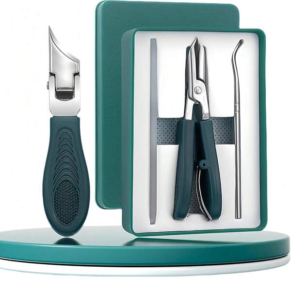 Wide Jaw Opening Anti-Splash Slanted Nail Clipper, Slant Edge Nail Clipper Eagle Beak Beveled Nail Clippers For Thick Hard Nails, Slanted Angled Diagonal Ingrown Toenail Clippers With Ingrown Nail Tool, Wide Jaw Curved Nail Clippers Set