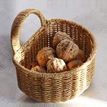 生姜和大蒜储存，厨房生姜篮藤条式编织壁挂或便携式吊篮