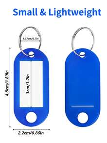 Pacote com 50 Chaveiros Plásticos com Recipiente, Chaveiros com Argola e Janela de Etiqueta, Cores Variadas - 10 Cores