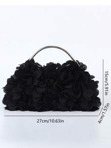 Women Evening Bag For Women And Brides Elegant Kiss Lock Clutch With Floral Decor Quiet Luxury Wedding, Prom, Party And Banquet Accessories  Mother's Best Gift - 黑色 - 查看 8