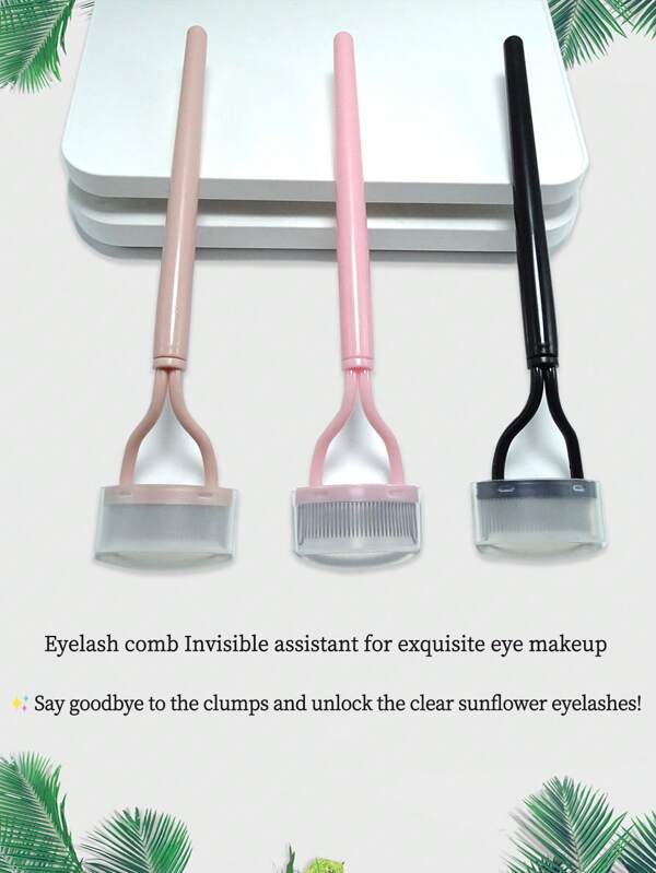 Stainless Steel Head Semi-Arc Dense Teeth Eyelash Comb - False Eyelash & Eyebrow Brush Tool For Makeup (Lash Brush Head Material, Curved Brow Grooming Implement)