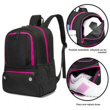 Football Backpack With Ball Holder And Shoe Compartment, Sports Gear Bag Suitable For Basketball, Volleyball