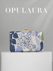 OpulAura Sequin Embroidered Floral Box Clutch Bag, Women Fashion Sequin Patchwork Handbag, Party Evening Bag, Random Cut, Suitable For Females, Fit For Party, Wedding, Prom, Vacation. Ideal For Party, Wedding, Prom, Evening/Gala, Match With Holiday Party Dress, Evening Gown, And Sequin Dress., Sparkling Sequin Bags Ladies Elegant