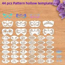 44pcs Face And Eye Painting Template Set - Reusable DIY Face And Body Art Stencils, Airbrush Makeup Painting Tools, Suitable For Holidays And Parties,Back To School,School Supplies