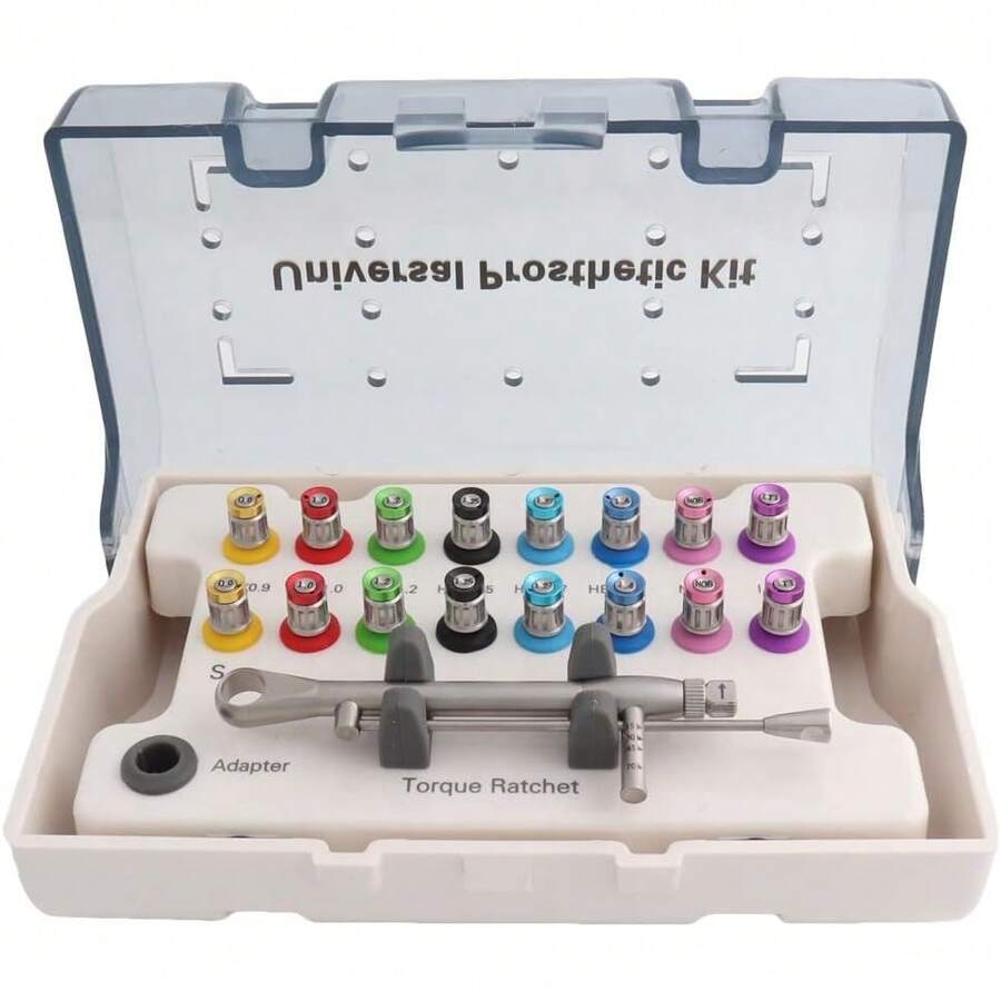 Herramienta de restauración de implantes dentales, Kit de prótesis de Colores Kit de Herramientas de reparación de implantes Universal Llave de torsión con 16Pcs Destornilladores - 1 - Ver 1