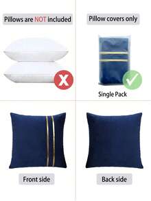 1PC Metallic Detail Cushion Cover Without Filler, Simple Throw Pillow Case, For Sofa, Living Room