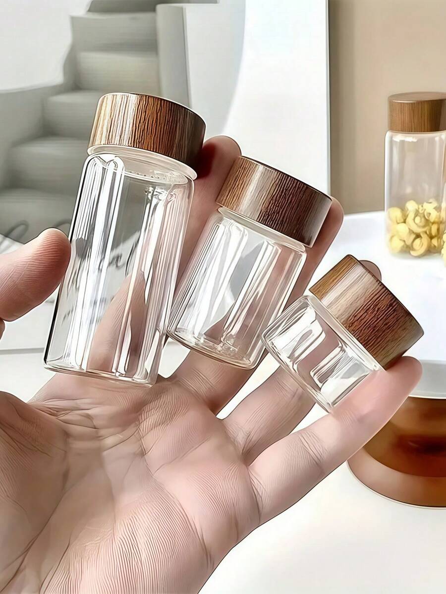 1/3个10ML/20ML/30ML迷你玻璃瓶咖啡豆香料调料坚果食品包装玻璃瓶便携瓶手工材料DIY包装瓶储物瓶迷你玻璃瓶密封罐储物罐包装小瓶 - 彩色 - 查看 1