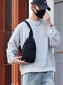 1pc Men's Large Capacity Multi-Pocket Multi-Functional Chest Bag, Fashion Stylish Simple Design, Suitable For Daily And Outdoor Use - Black - View 6