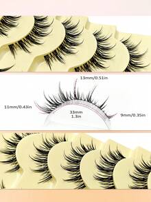 Asiteo 5 Pairs Cartoon Cosplay Eyelashes, 3D Natural Full Strip Transparent Band False Lashes For Costume Dance Performance, Daily Wear & Makeup - Lông mi Manga nhọn - Xem 6