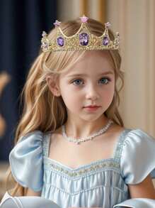 1pc Girls Crystal Crown Headband, Luxury Princess Crown Hair Accessories For Children