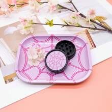 1 Conjunto Kit Moedor de Cigarro para Iniciantes, Inclui 1 Bandeja de Enrolar Cigarros com Estampa, 1 Moedor de Plástico Duplo em Miniatura com Estampa, Acessórios Práticos, Presente Perfeito para Fumantes, Halloween, Natal