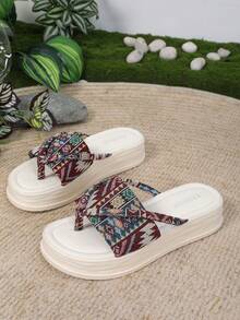 Nuevas sandalias de playa con suela gruesa y estampado floral, suaves y cómodas, de uso versátil - Multicolor - Ver 2