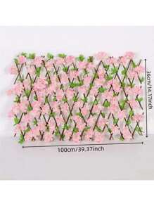 1pc Cherry Blossoms Expandable Fence Screen, Garden Fencing Use Artificial Hedge Screen Extend Garden Grid Board With Flowers, Garden Fence Screen, Fence Privacy Screen For Backyard Patio Wall Decoration