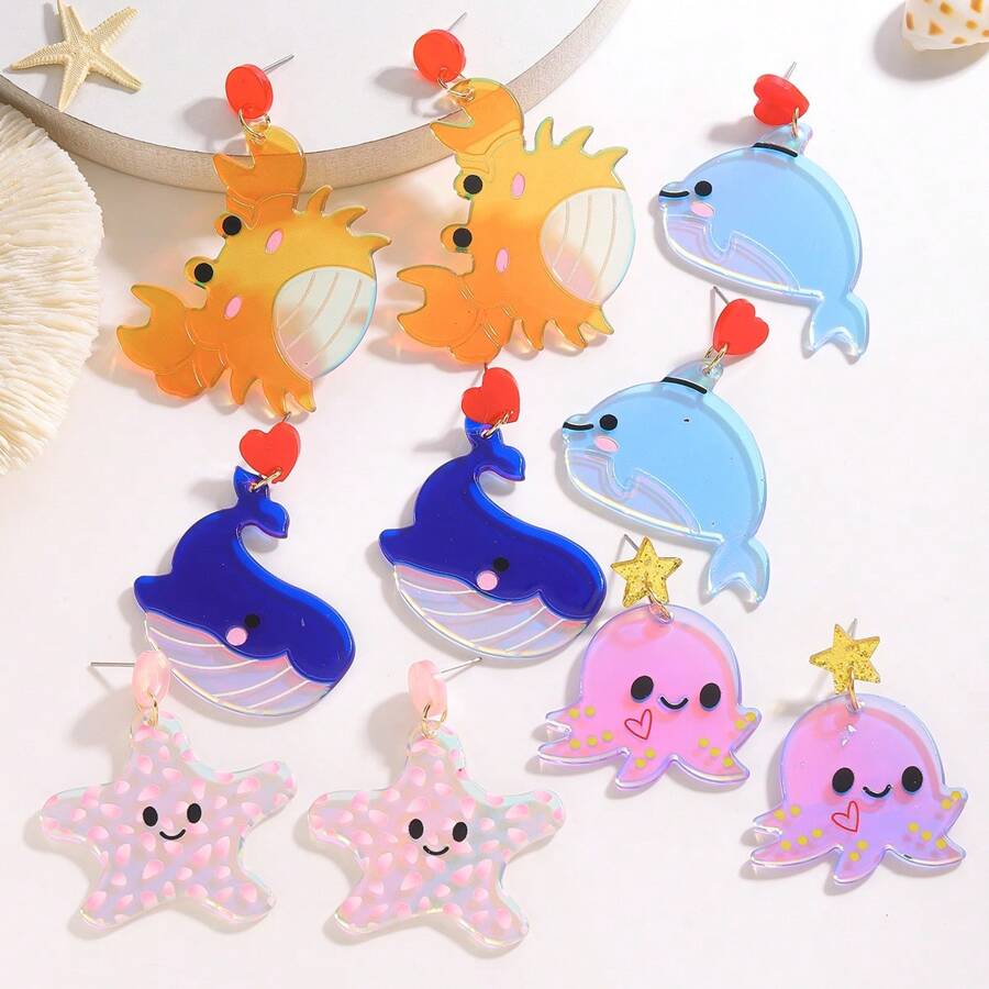1 Pair Cute Acrylic Colorful Christmas Tree Dangle Earrings, Suitable For Girls Daily Wear, Holiday Accessories, Also Can Be Used As Gifts