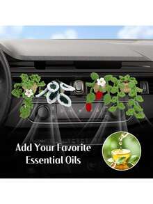 1pc Handmade Knitted Car Air Vent Hanging Basket, Car Decor Vent Clip Ornament, Gift, Air Vent Planter