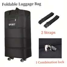 1pc Foldable Luggage Bag With 4 Removable Swivel Wheels, Multi-Functional Travel Companion Luggage Bag, Large Expandable Soft-Sided Luggage, Airport Checked Luggage - Lightweight, Detachable Wheels, Password Lock, Straps, Spacious, Easy To Operate - Ideal For Frequent Travelers, Weekend Getaways And Storage Needs, Camping, Adventure, Christmas Gifts, Halloween Gifts
