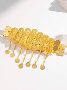 Herseygold 1pc Turkish/Kurdish New Bride Gold-Plated Waist Belt, Middle Eastern Arabic Coin Waist Chain, Luxury Women Long Dress Accessory, Wedding Ceremony Gift - Gold - View 3