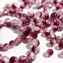 50 件酒红色雪花裂纹玻璃珠，8 毫米 - 非常适合 DIY 珠宝制作、手链和项链