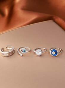 Bague ajustable en cuivre et oxyde de zirconium, bague élégante et personnalisée pour femme