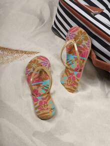 Paquete de 4 pares de sandalias planas básicas para mujer, sencillas, prácticas y versátiles - Negro - Ver 6