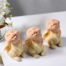 1PC Rabbit Candle Silicone Mold, DIY Looking-Up Bunny Mold For Aromatherapy Candles / Gypsum Decor / Diffuser Stone / Handmade Soap Crafting - Transparent White - View 2