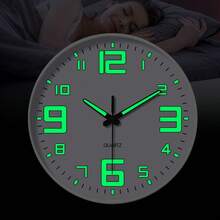 1pc Glow In The Dark Wall Clock, Creative Design Silent Wall Clock, Decor For Living Room, Bedroom, Kitchen, Office, Easter Spring, Gift For Friends, 8 Inch, 10 Inch, 12 Inch (Batteries Not Included) (Requires Sufficient Light Absorption To Glow) - Luminous White - View 2