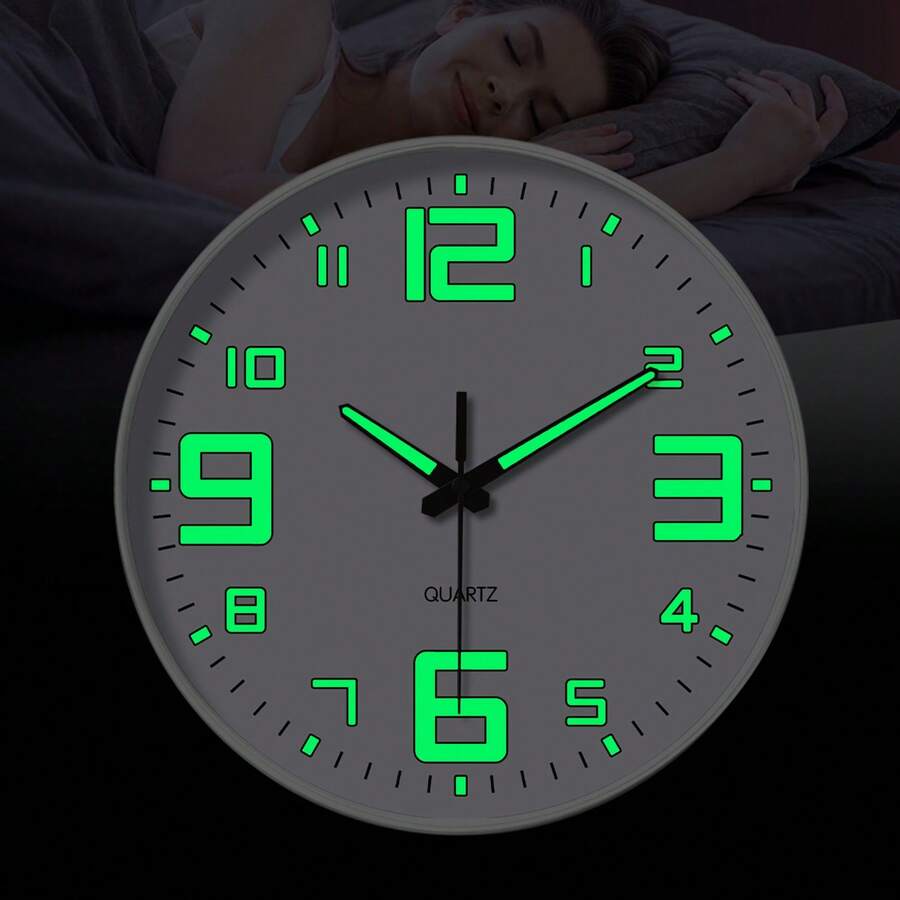 1pc Glow In The Dark Wall Clock, Creative Design Silent Wall Clock, Decor For Living Room, Bedroom, Kitchen, Office, Easter Spring, Gift For Friends, 8 Inch, 10 Inch, 12 Inch (Batteries Not Included) (Requires Sufficient Light Absorption To Glow)