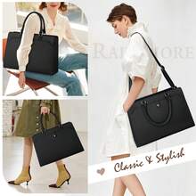 NEWHEY 女士笔记本电脑包 15.6 英寸笔记本电脑托特包皮革工作包防水公文包商务办公电脑包大容量手提包单肩包