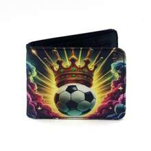 Portofel cool pentru băieți Portofele durabile din material textil Suport pentru numerar pentru card de credit Portofele estetice Kawaii drăguțe cu fereastră de identificare cu buzunar pentru monede pentru băieți adolescent băieți bărbați tineri băieți băieți adolescent (imprimat fotbal)