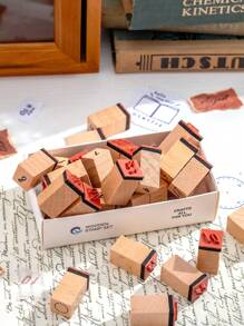 1 Set Of Vintage Number, Weather Pattern Wooden Stamps, Personalized Design Exquisite Wooden Crafts Wooden Stamps For Date Filling Tools For Calendars And Notebooks