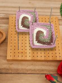 1套竹木板可重复使用手工编织阻挡垫 Granny Square 艺术品针线活爱好者缝纫用品木制钩针阻挡板编织套件方形 Granny 手工竹钩针用品 - 彩色 - 查看 3