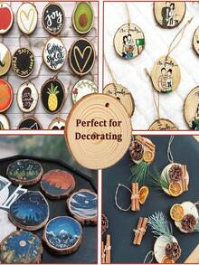 15 natürliche runde Holzscheiben, 2,4–4,0 Zoll großes Holzbausatz mit vorgebohrten Löchern, handgefertigte Holzkreise für Untersetzer, rustikale Hochzeit, handbemalte Weihnachtsdekoration, DIY-Bastelarbeiten