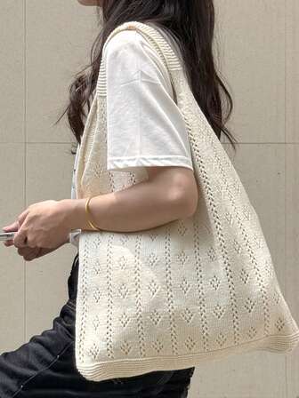 女士夏季沙滩包白色包钩针包，大容量手提包，时尚托特包，女士包包，斜挎包，度假旅行包，午餐包，女士旅行必备品，适合学校大学生，商务女士，服装搭配，野餐配件，购物节必备品，教师礼物，婚礼伴娘礼物