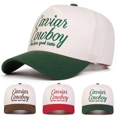 1pc Women "Caviar Cowboy You Have Good Taste" Embroidered Trucker Hat, Casual Baseball Cap For Outdoor, Travel, Beach, Spring & Autumn