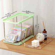 2 Tier Kitchen Storage Rack Acrylic Spice Rack Seasoning Bottle Storage Drawer With Divider Spice Organizer Kitchen Organizer - White - View 5
