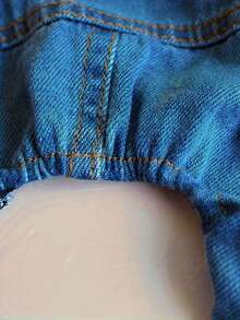 1 件宠物条纹四腿连体衣，牛仔效果连体衣背带裤狗衣服，春夏宠物服装