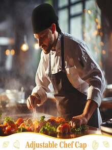 Adults Chef Hat, Chef Cap For Men Women, Adjustable Cooking Hat With Elastic Band, Professional For Kitchen Coffee Restaurant Food Service, Kitchen Supplies - Multicolor - View 5