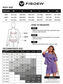 Fisoew Women's 2 Piece Outfits - High Waist Casual Tracksuit Set, Oversized Cropped Sweatshirt & Running Shorts, Summer Y2K Streetwear, Fashion Matching Lounge Set - 黑色 - 查看 9
